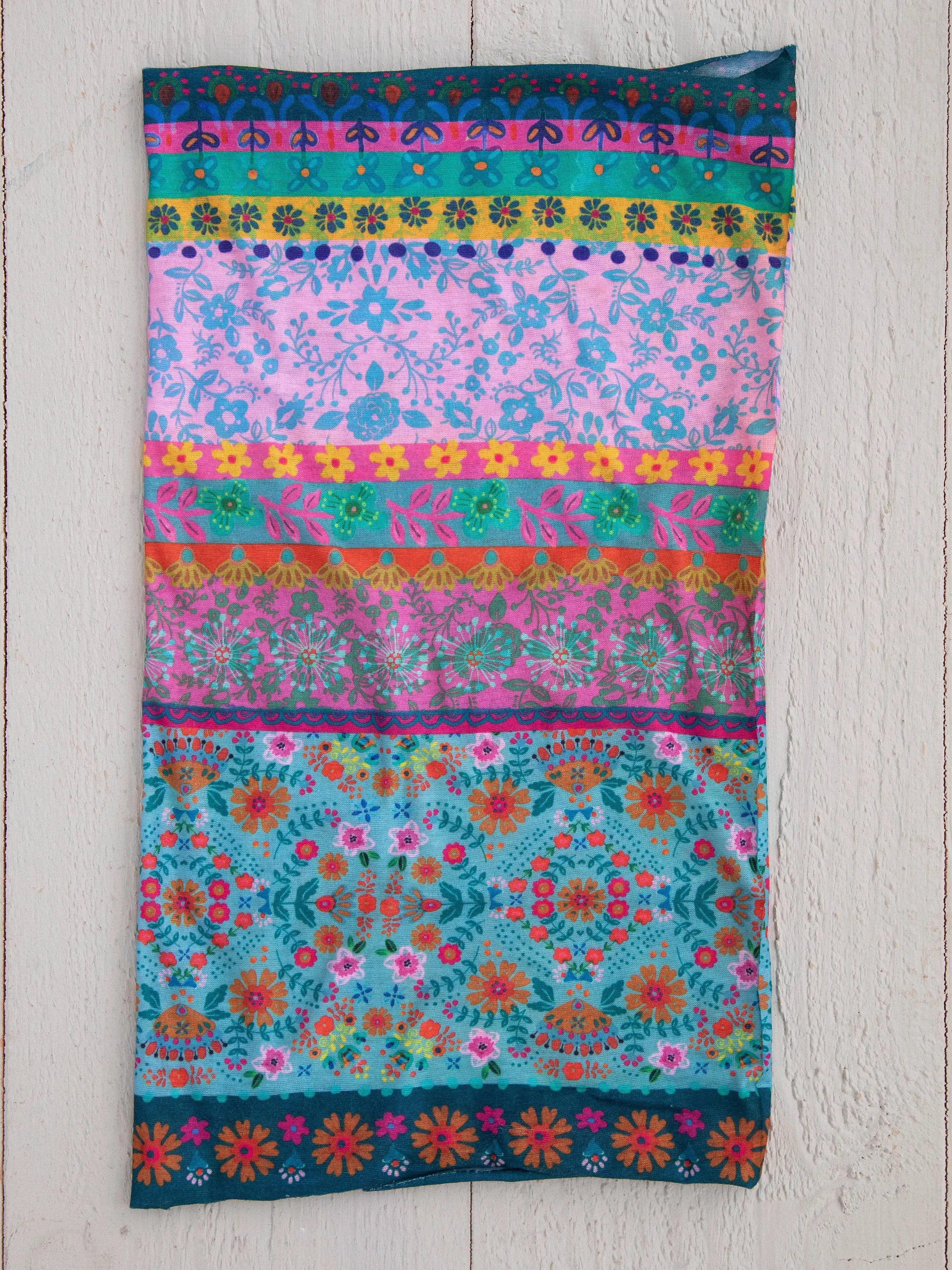 Full Boho Bandeau® Headband - Blue Pink Borders