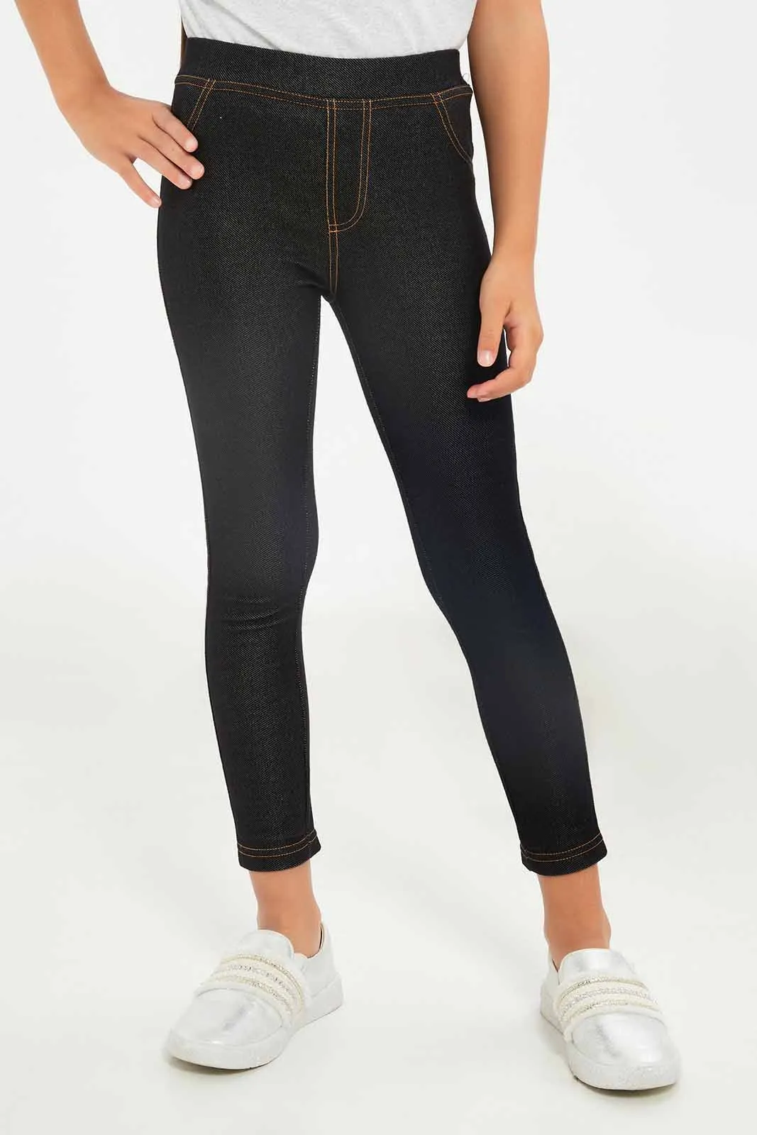 Girls Black Skinny Jegging