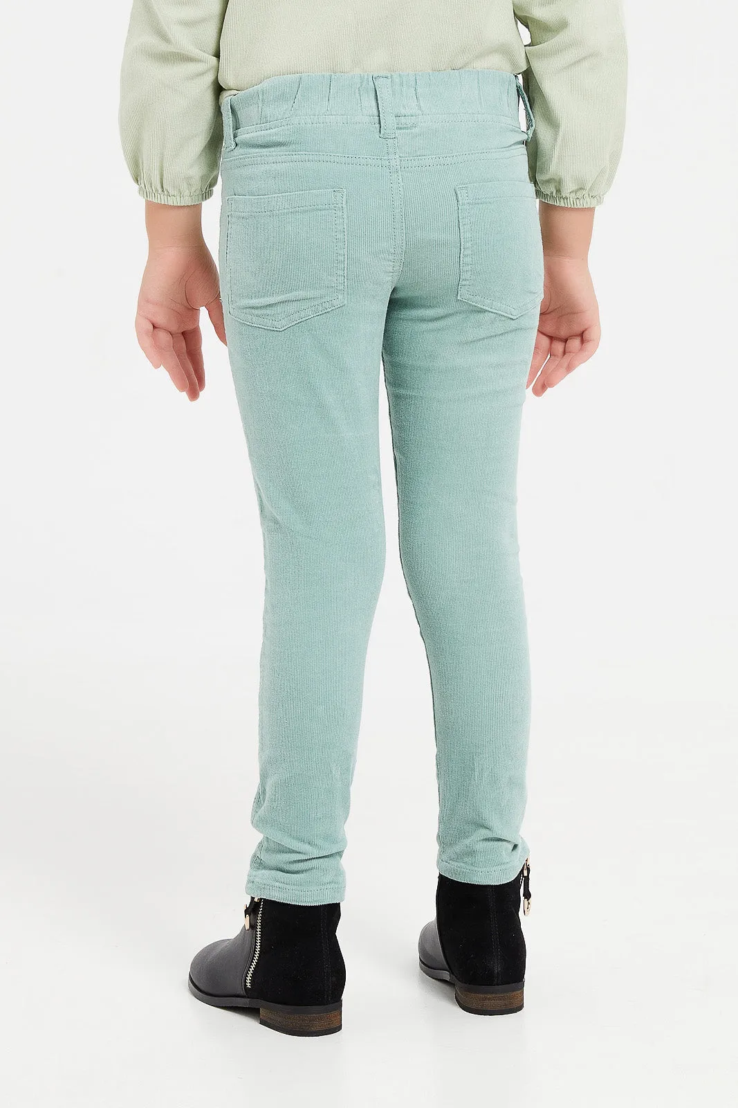 Girls Mint Ribbed Jeggings