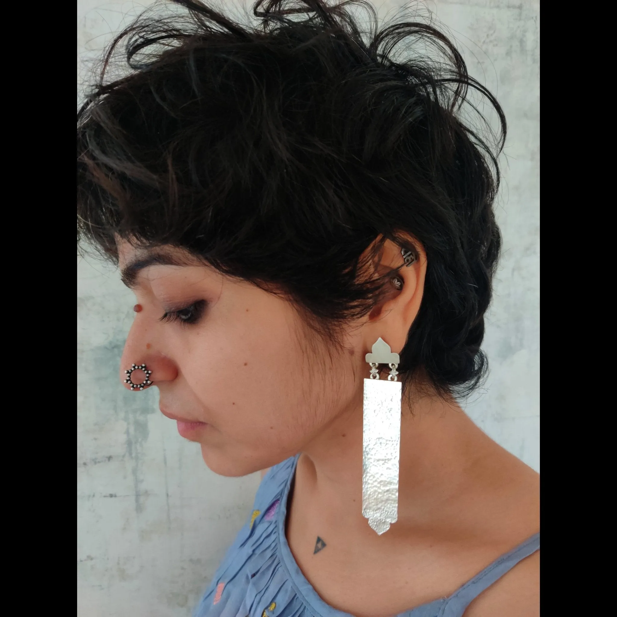 Hammered Long Earrings