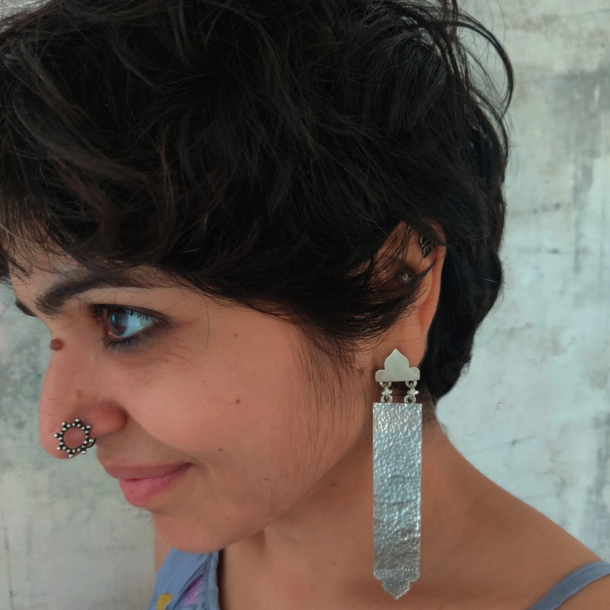 Hammered Long Earrings