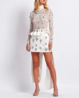 HAND-BEADED CAPE MINI SKIRT