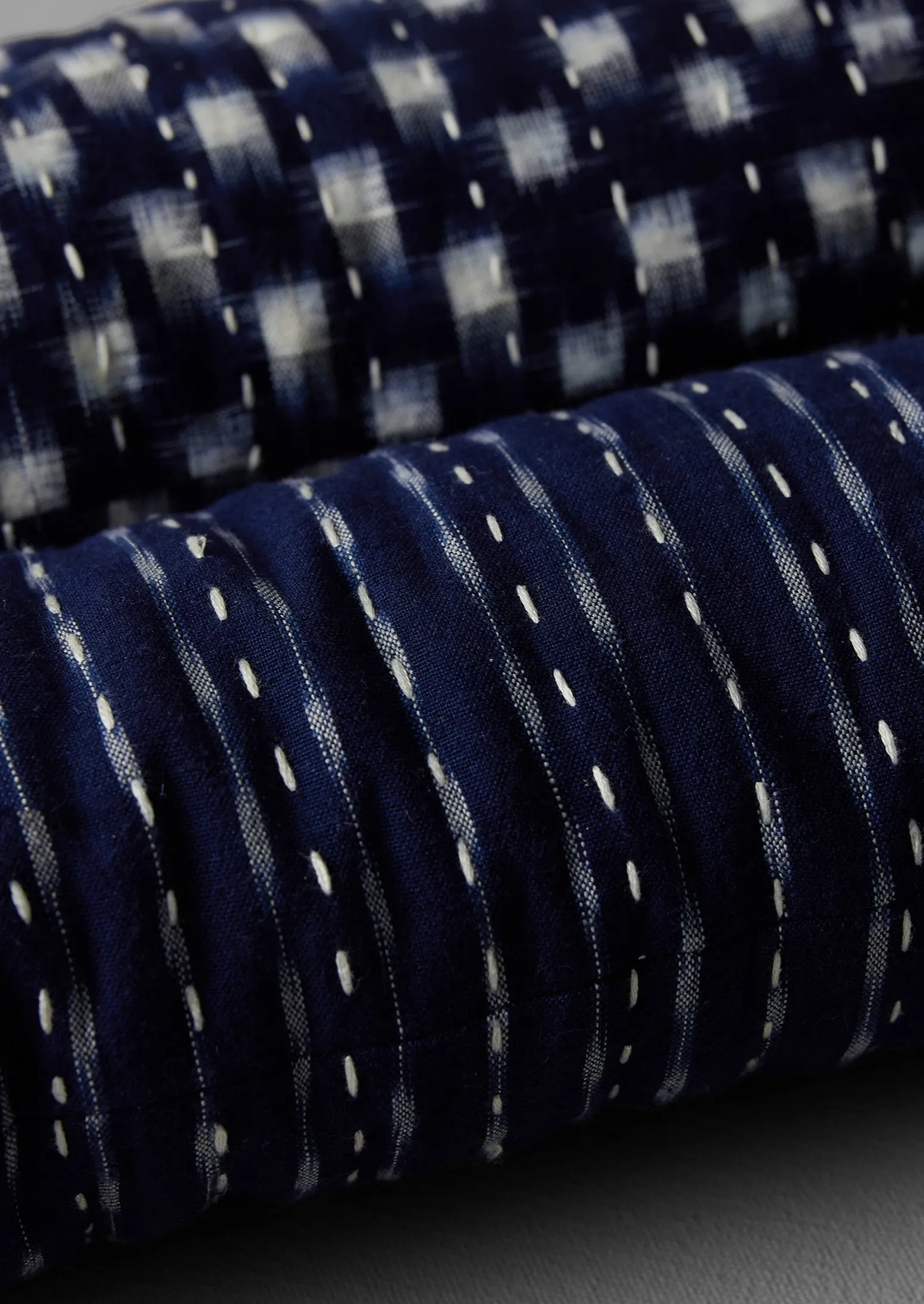 Hand Woven Ikat Cotton Draught Excluder | Midnight Stripe
