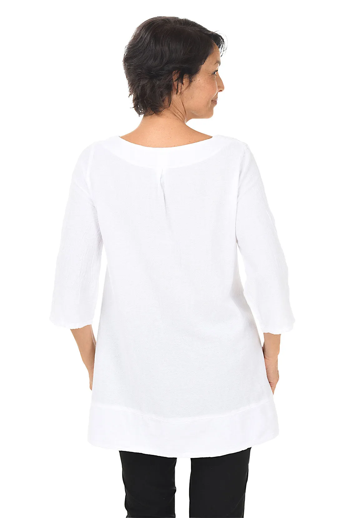 High-Low V-Neck Crinkle Blouse