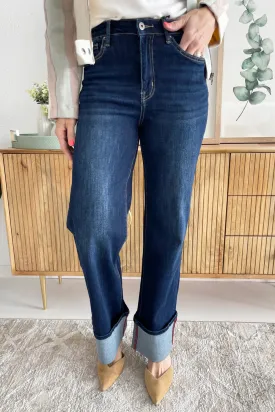 High Rise Wide Leg With Cuff Hem