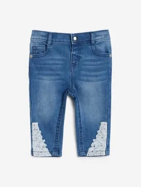 HOP Baby Blue Lace Design Jeggings