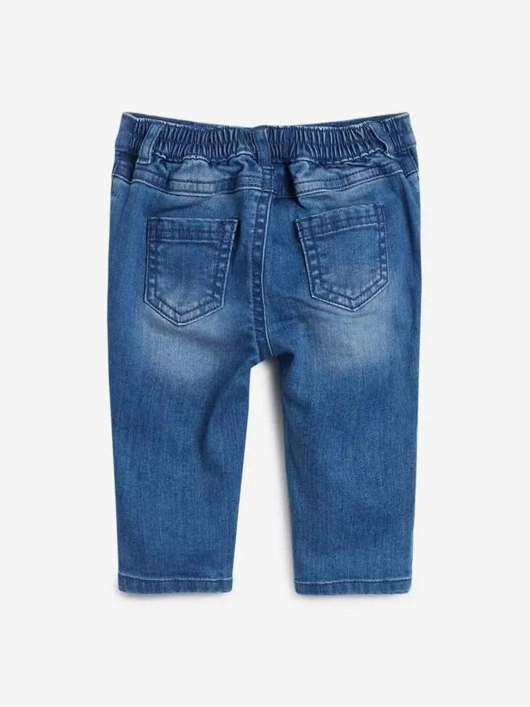 HOP Baby Blue Lace Design Jeggings