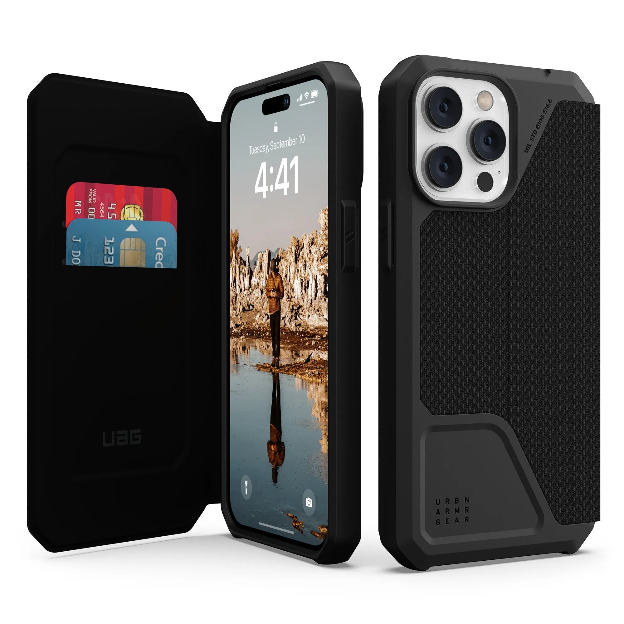 iPhone 14 Plus UAG Metropolis Folio Case - Kevlar Black - 15-10172
