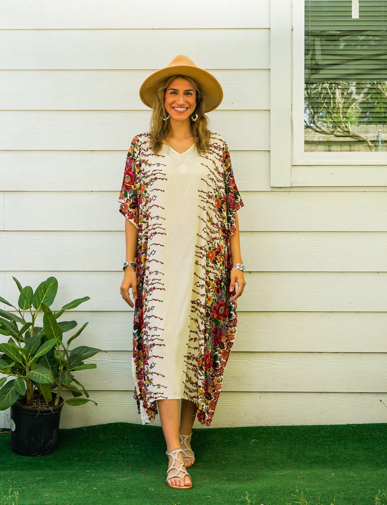 Ivory Floral Boho Kaftan