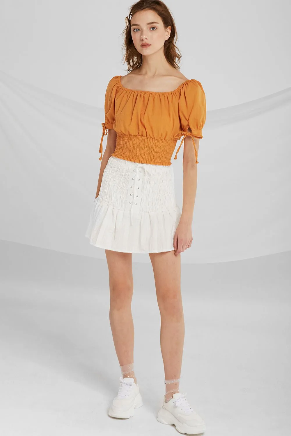 Janelle Off-the-Shoulder Smocked Top