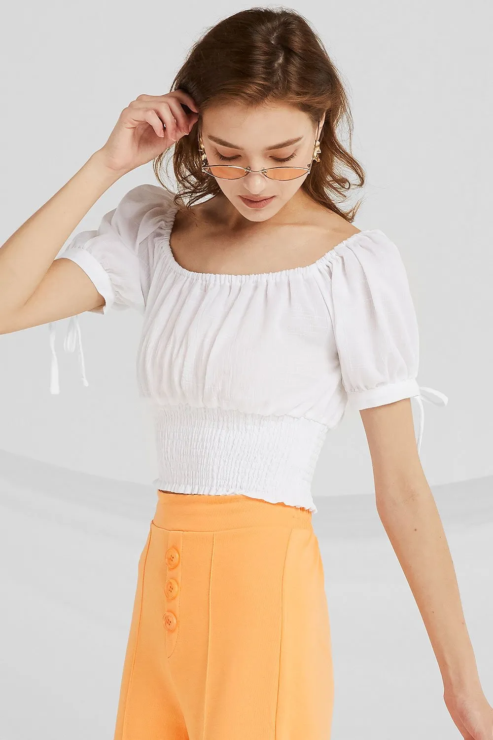 Janelle Off-the-Shoulder Smocked Top