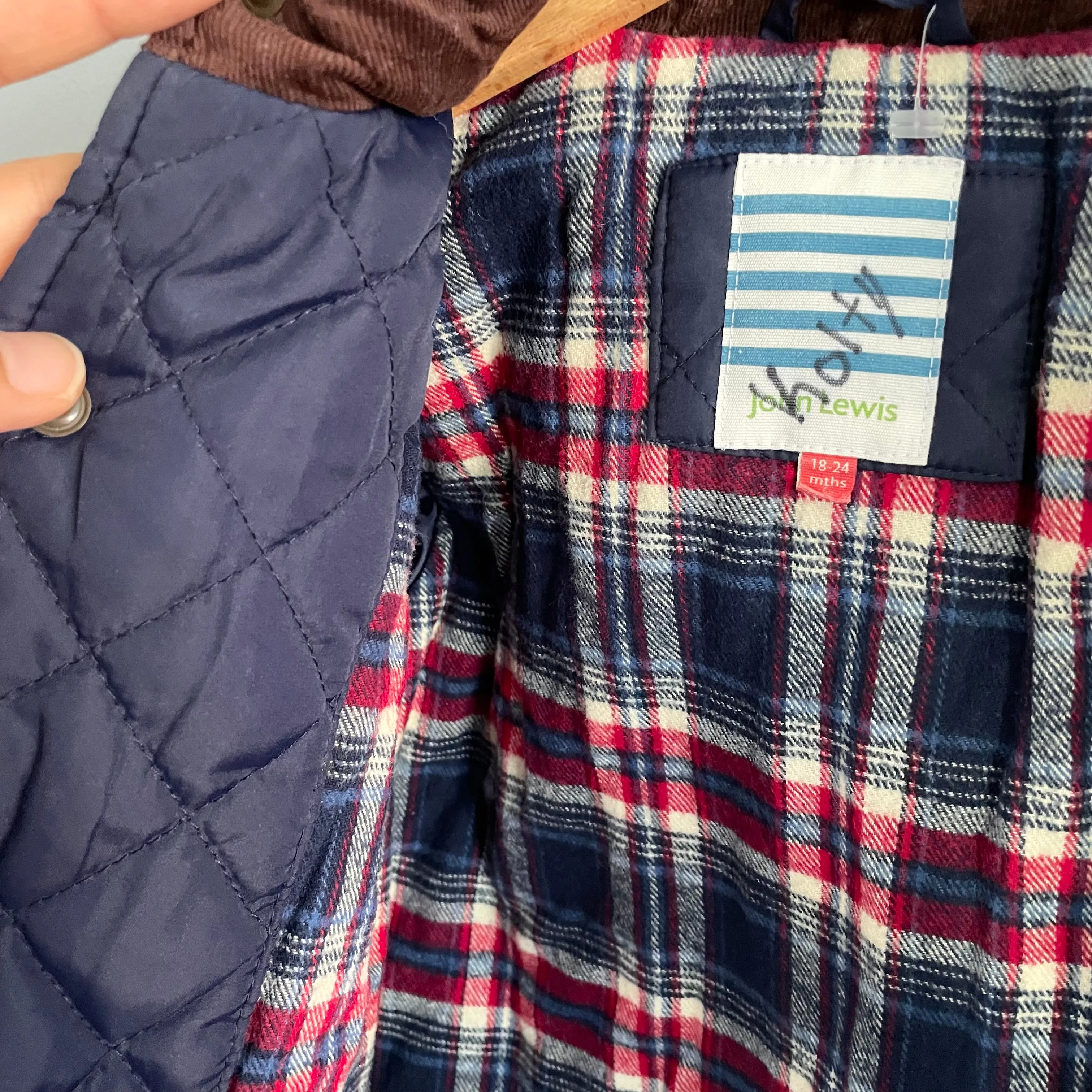 John Lewis / Quilted navy jacket / 18-24M