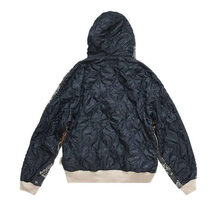 Kapital Half-Quilted Bandana Zip-Up 'Black' Hoodie, black