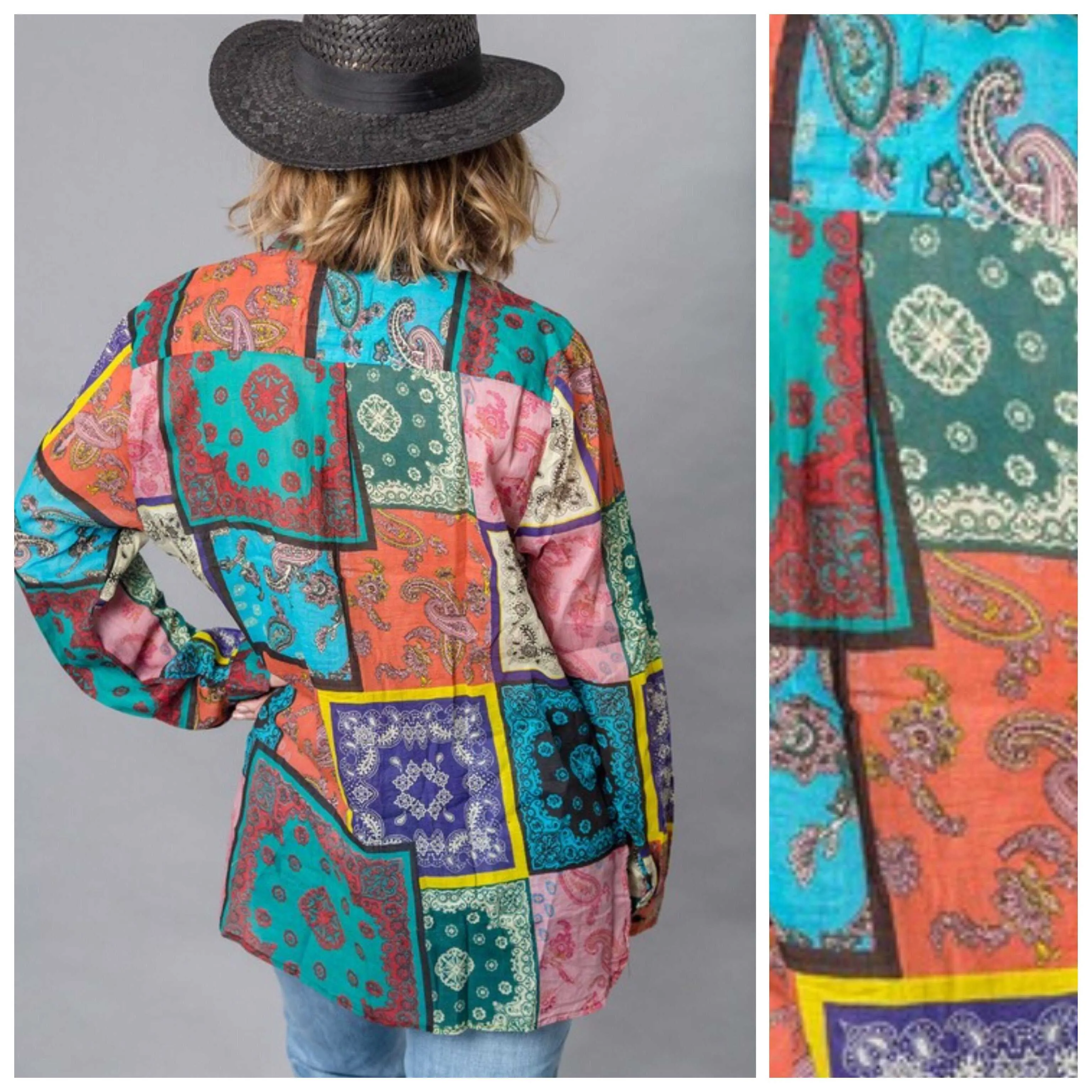 Kinsley Multi Color Boho Mixed Print Blouse