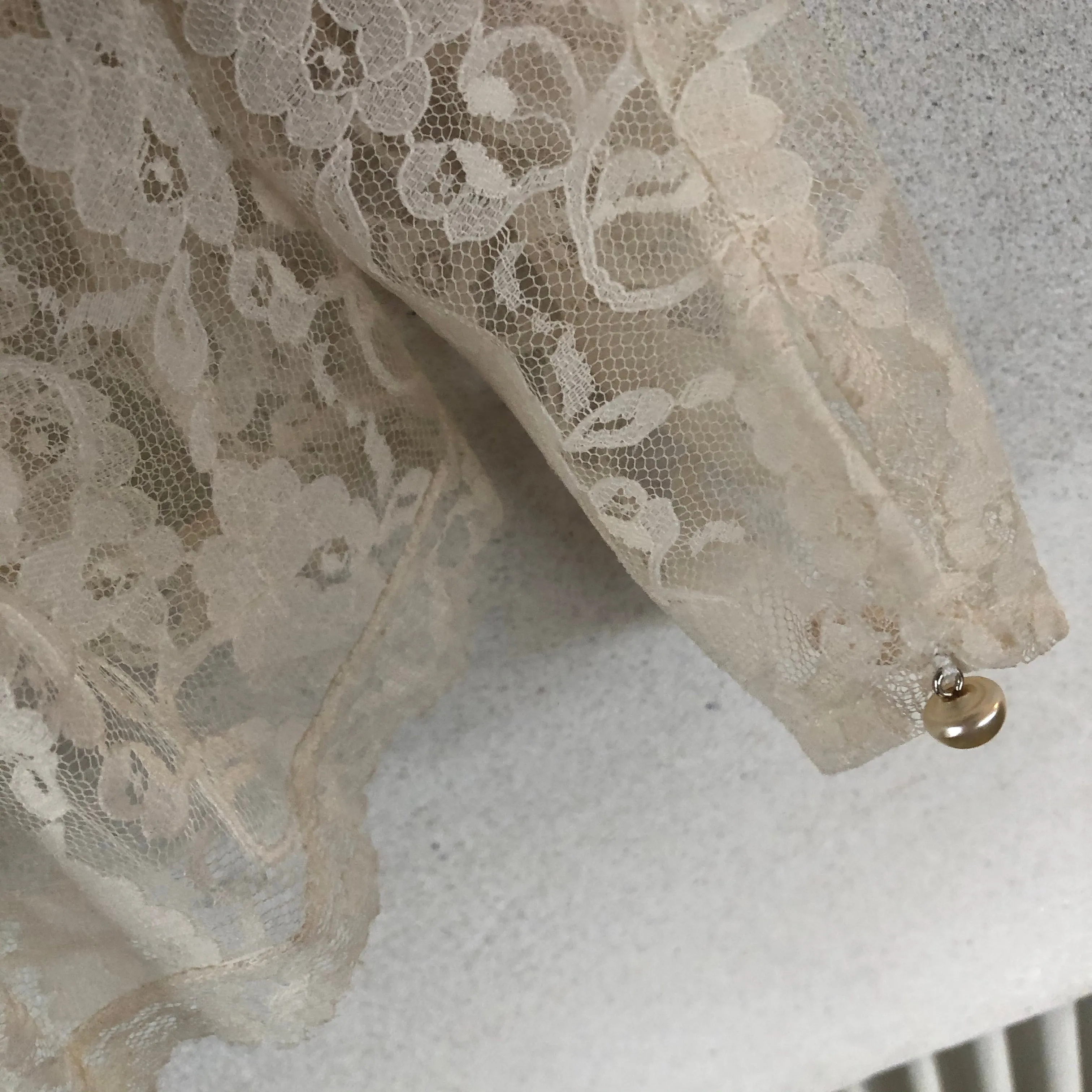 Lace Puff Sleeves Peplum 80s Shirt