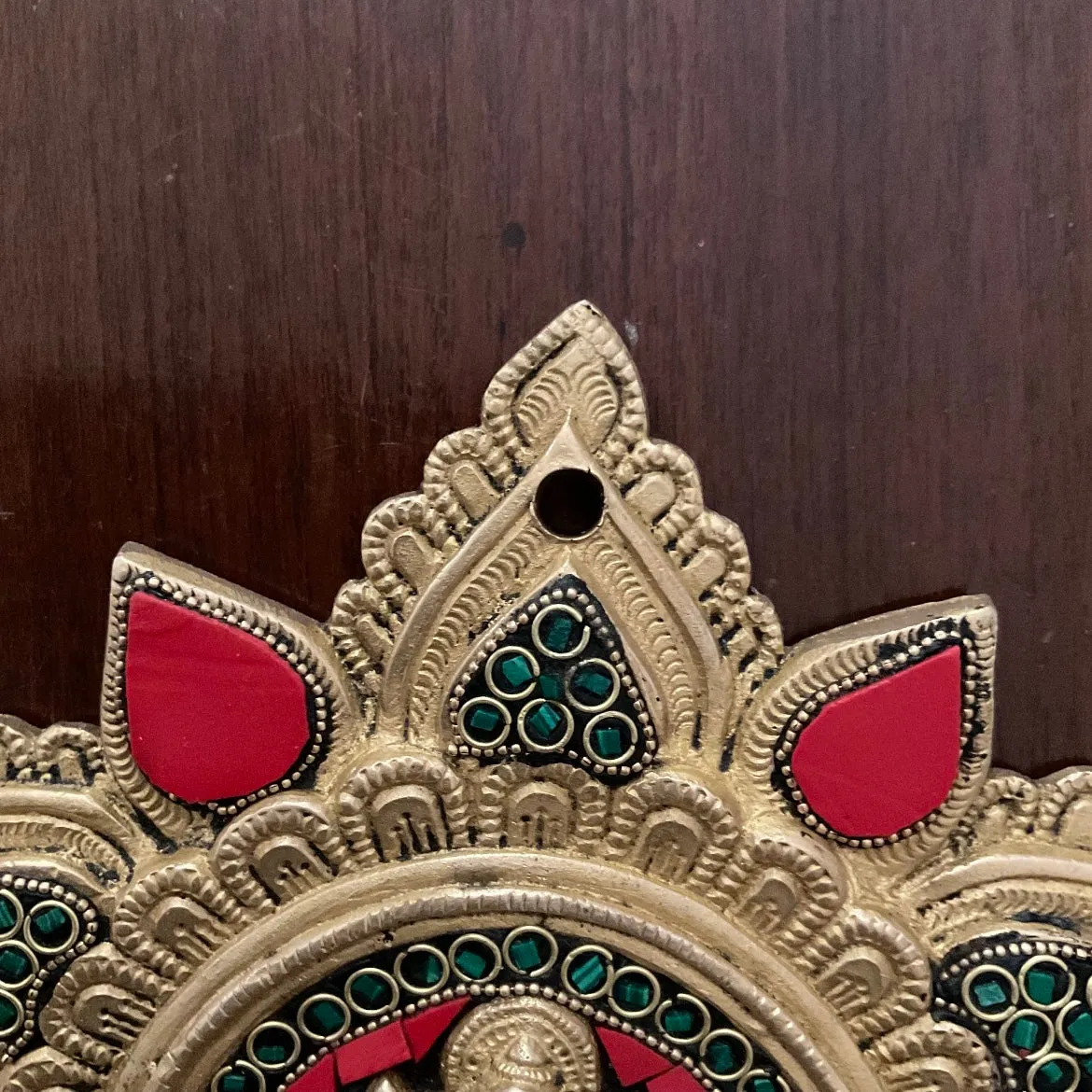 Lakshmi Wall Hanging Bell - Brass Stonework Decor