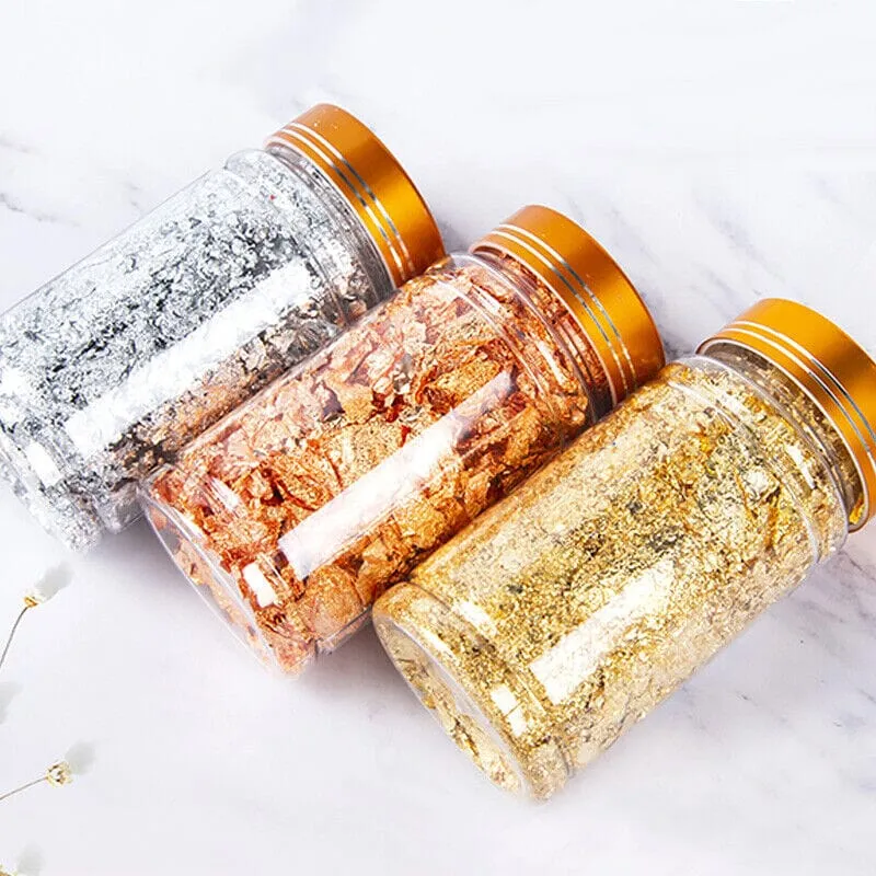 Leaf Foil Nail Art Large Jar