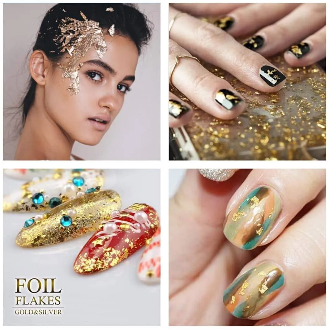 Leaf Foil Nail Art Large Jar