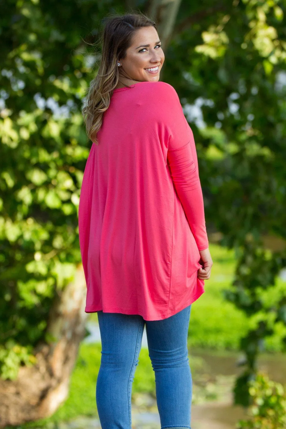 Long Sleeve Piko Tunic - Coral