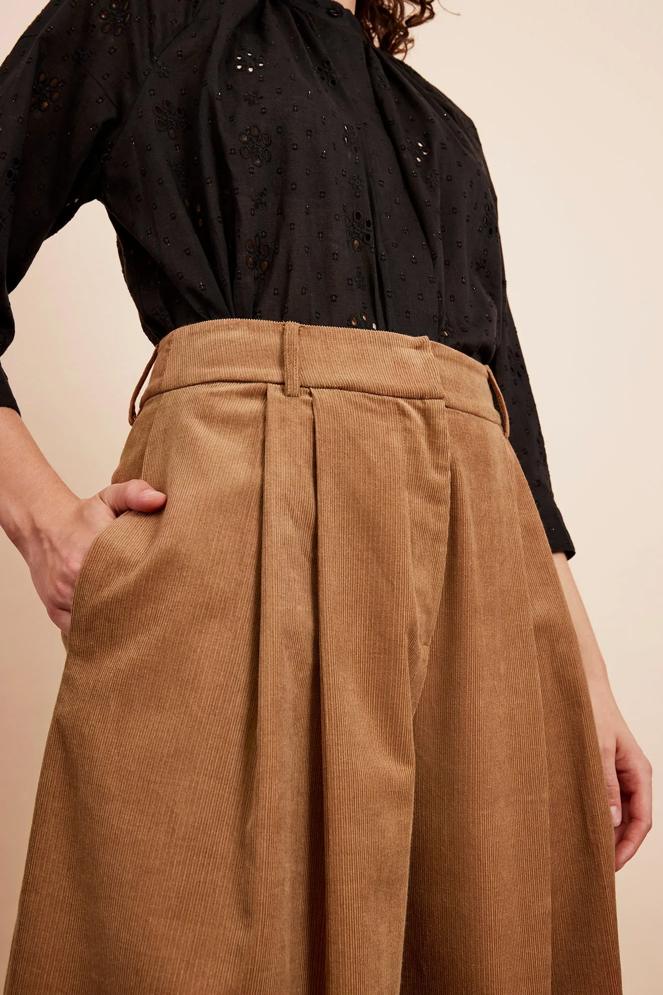Mabel Needlecord Biscuit Trouser