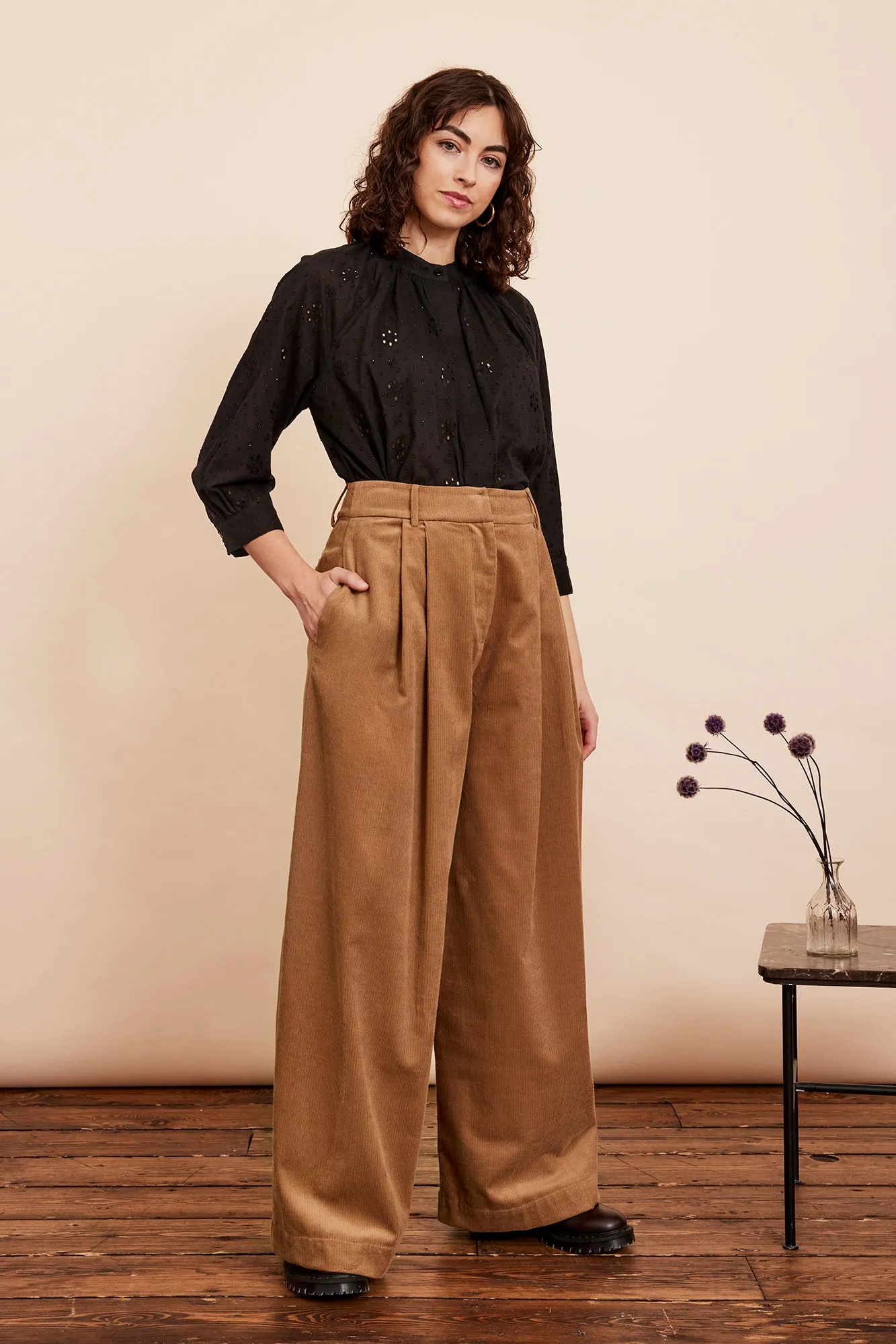 Mabel Needlecord Biscuit Trouser