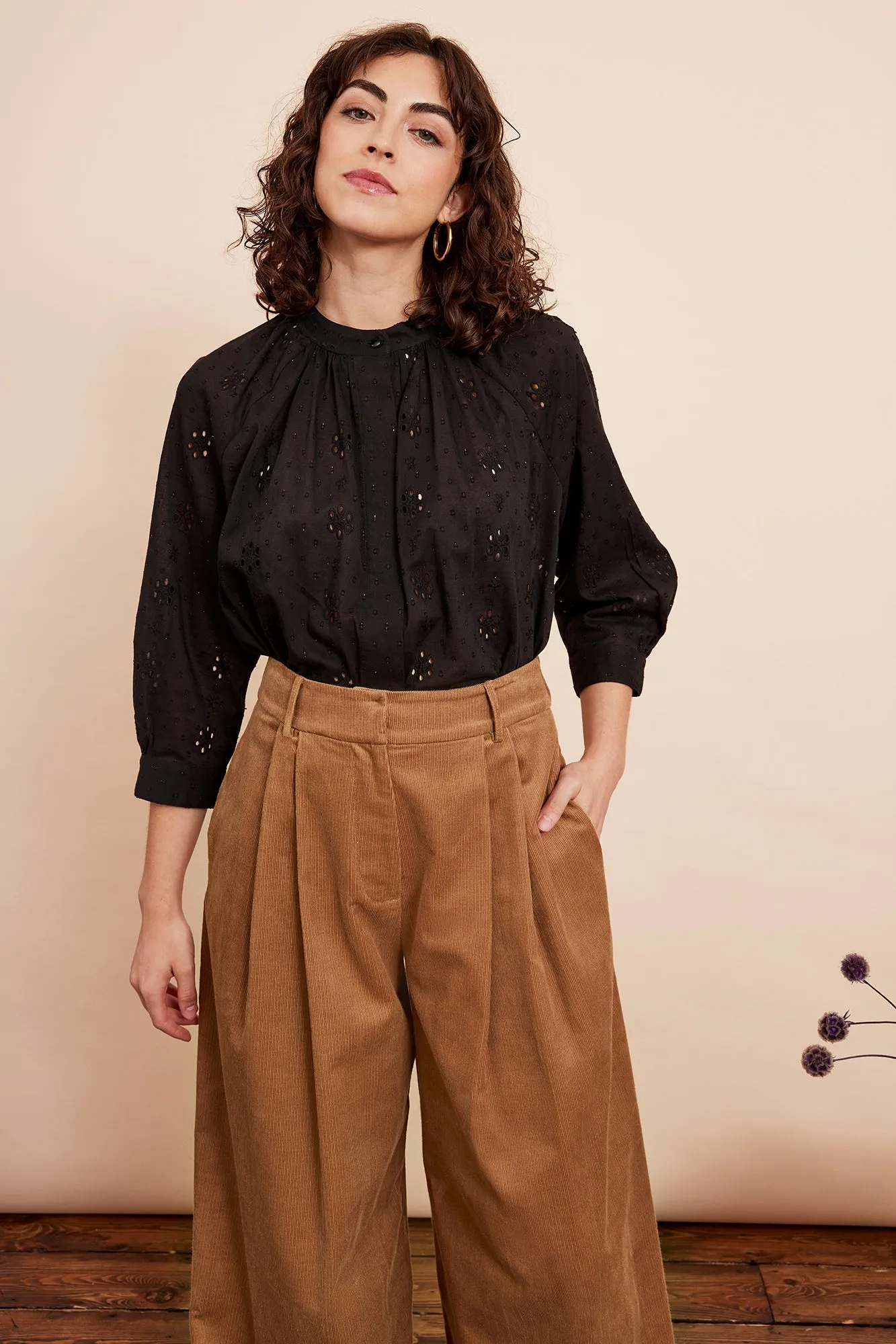 Mabel Needlecord Biscuit Trouser