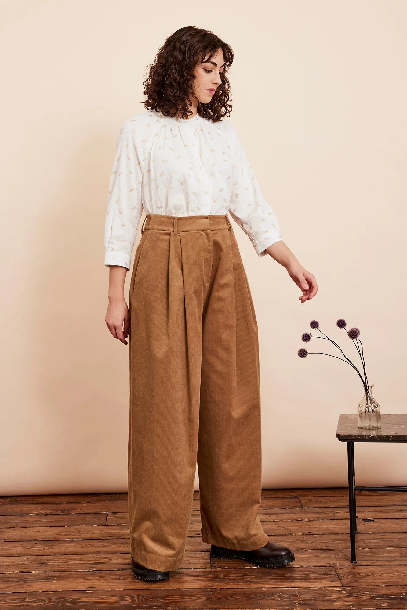 Mabel Needlecord Biscuit Trouser