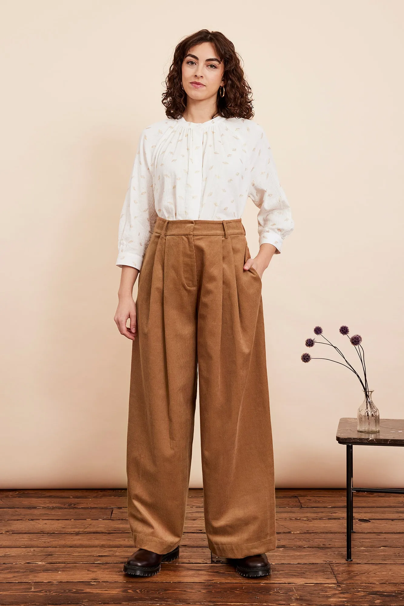 Mabel Needlecord Biscuit Trouser