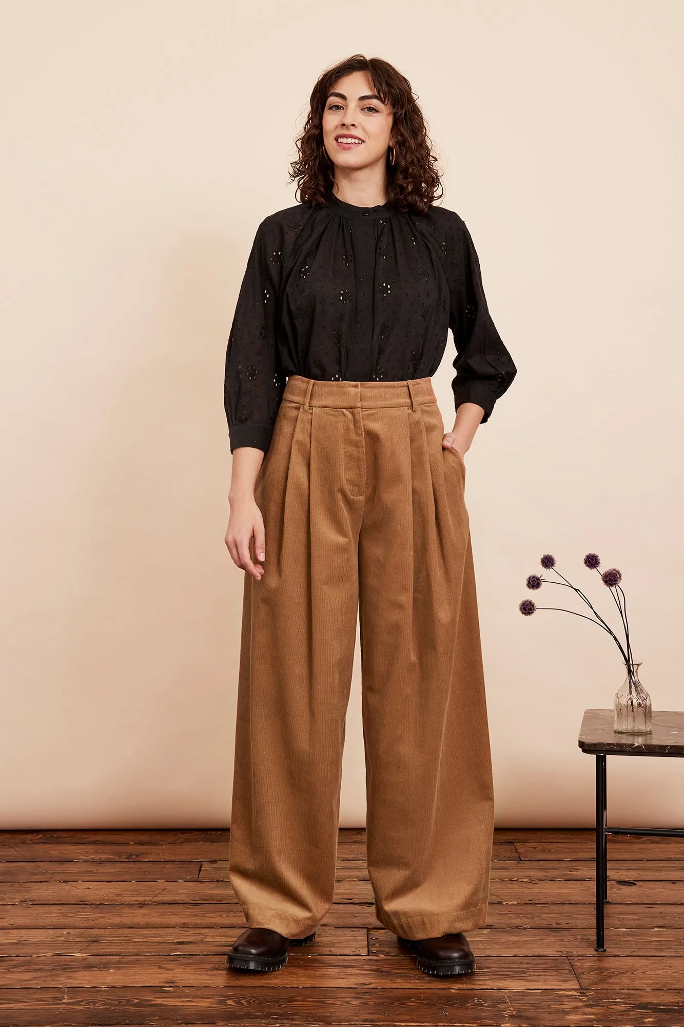 Mabel Needlecord Biscuit Trouser