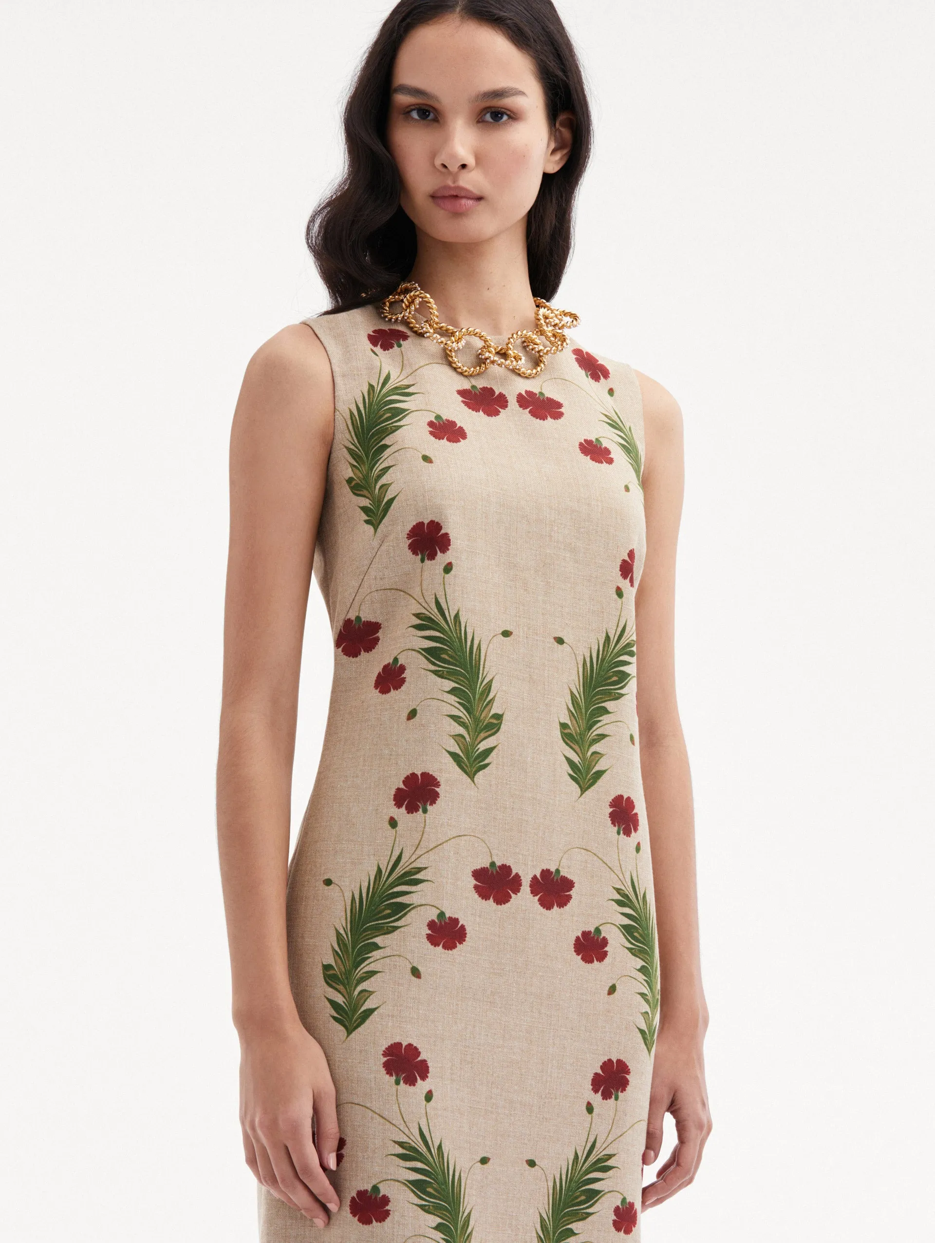 Marbled Carnation Canvas Pencil Dress