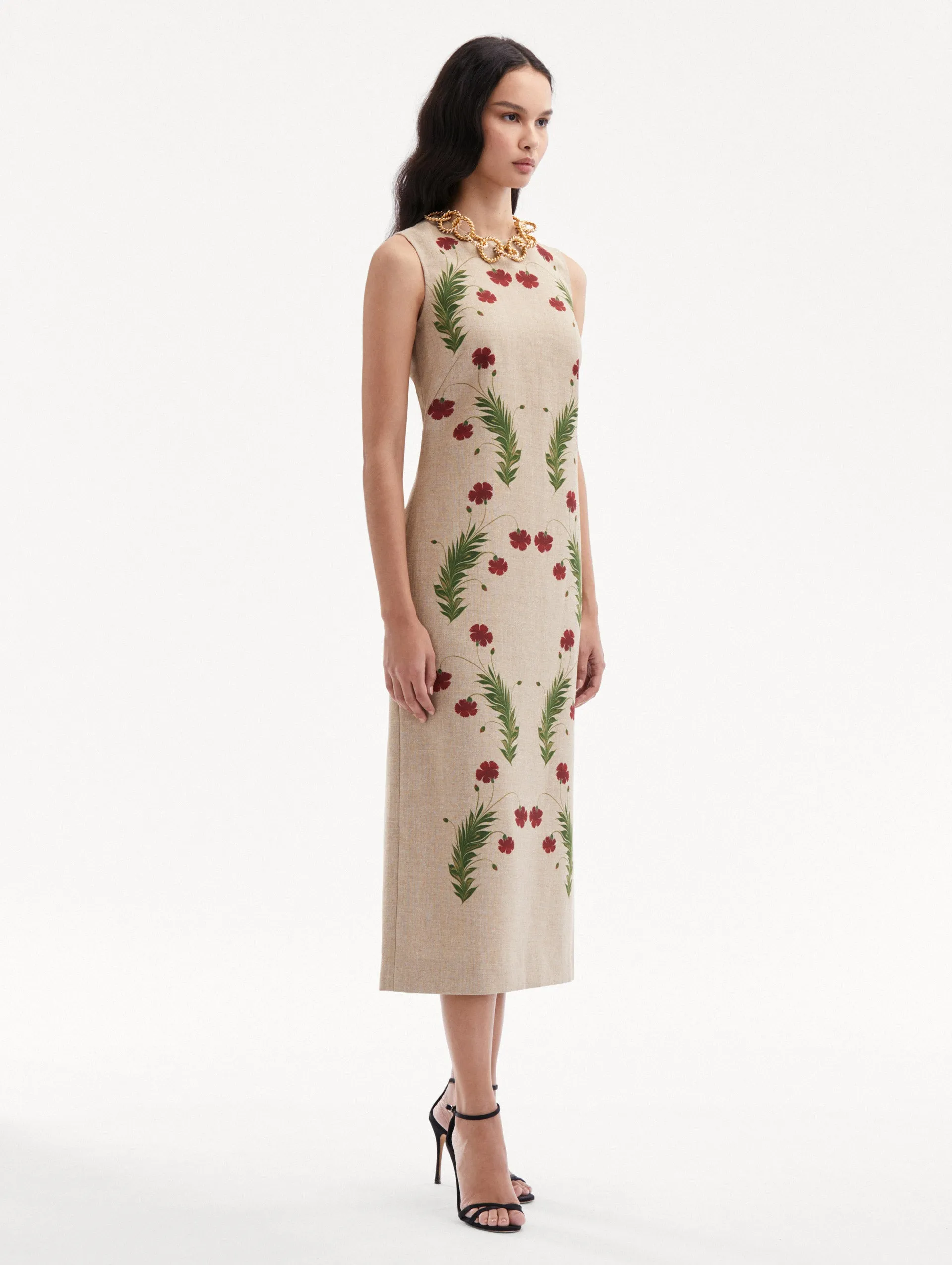 Marbled Carnation Canvas Pencil Dress