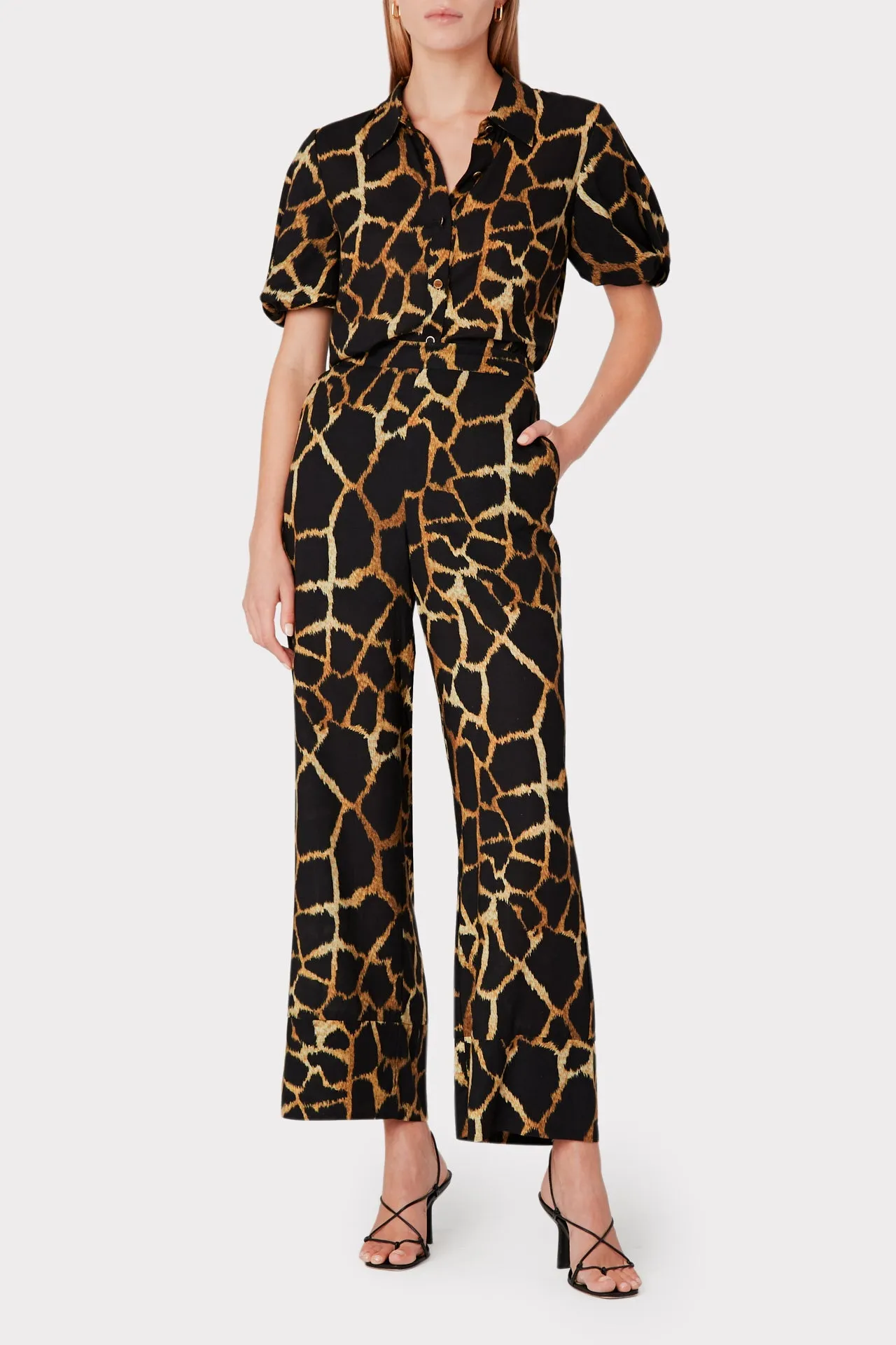 Marlowe Giraffe Print Linen Pants