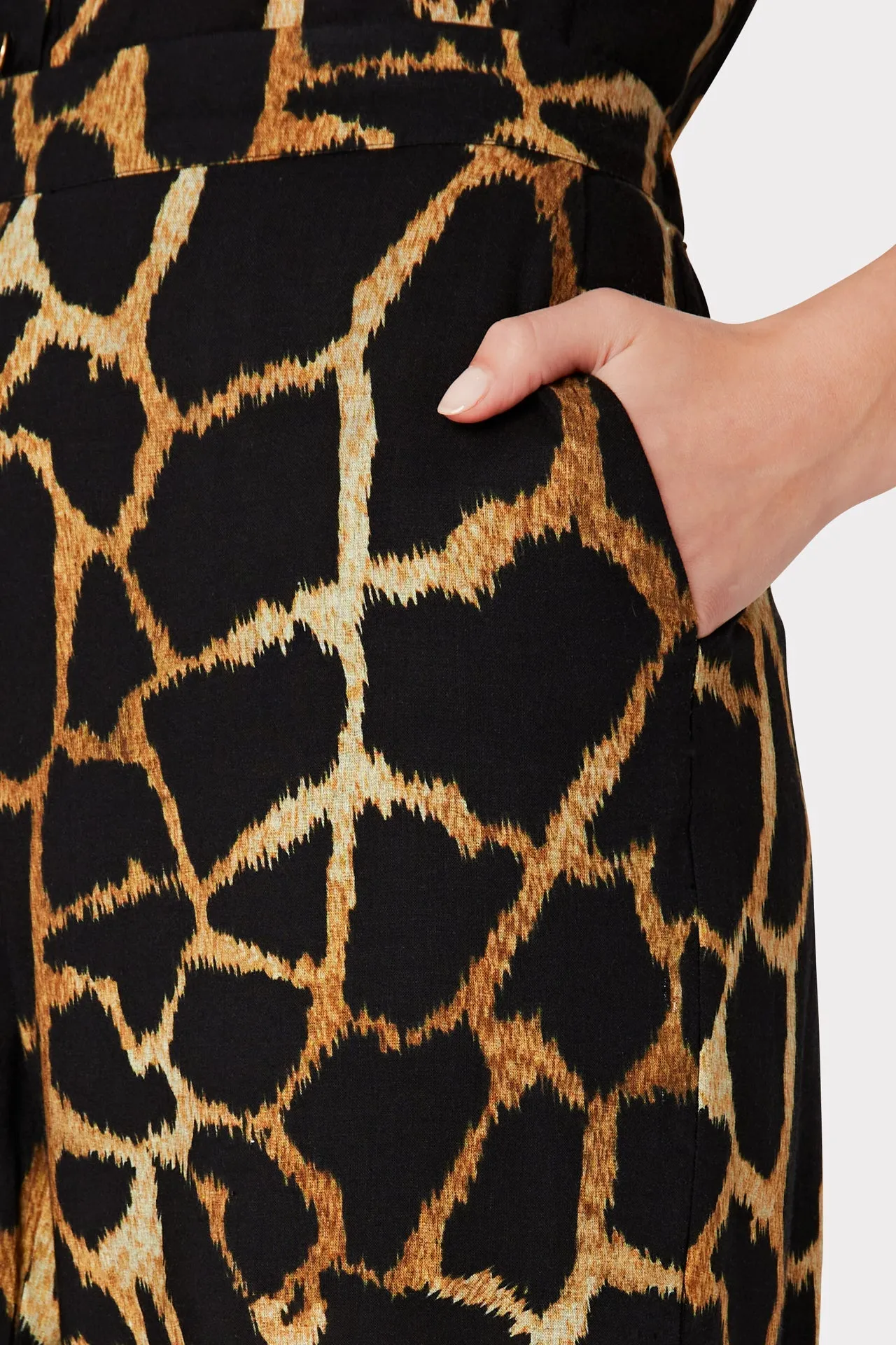 Marlowe Giraffe Print Linen Pants