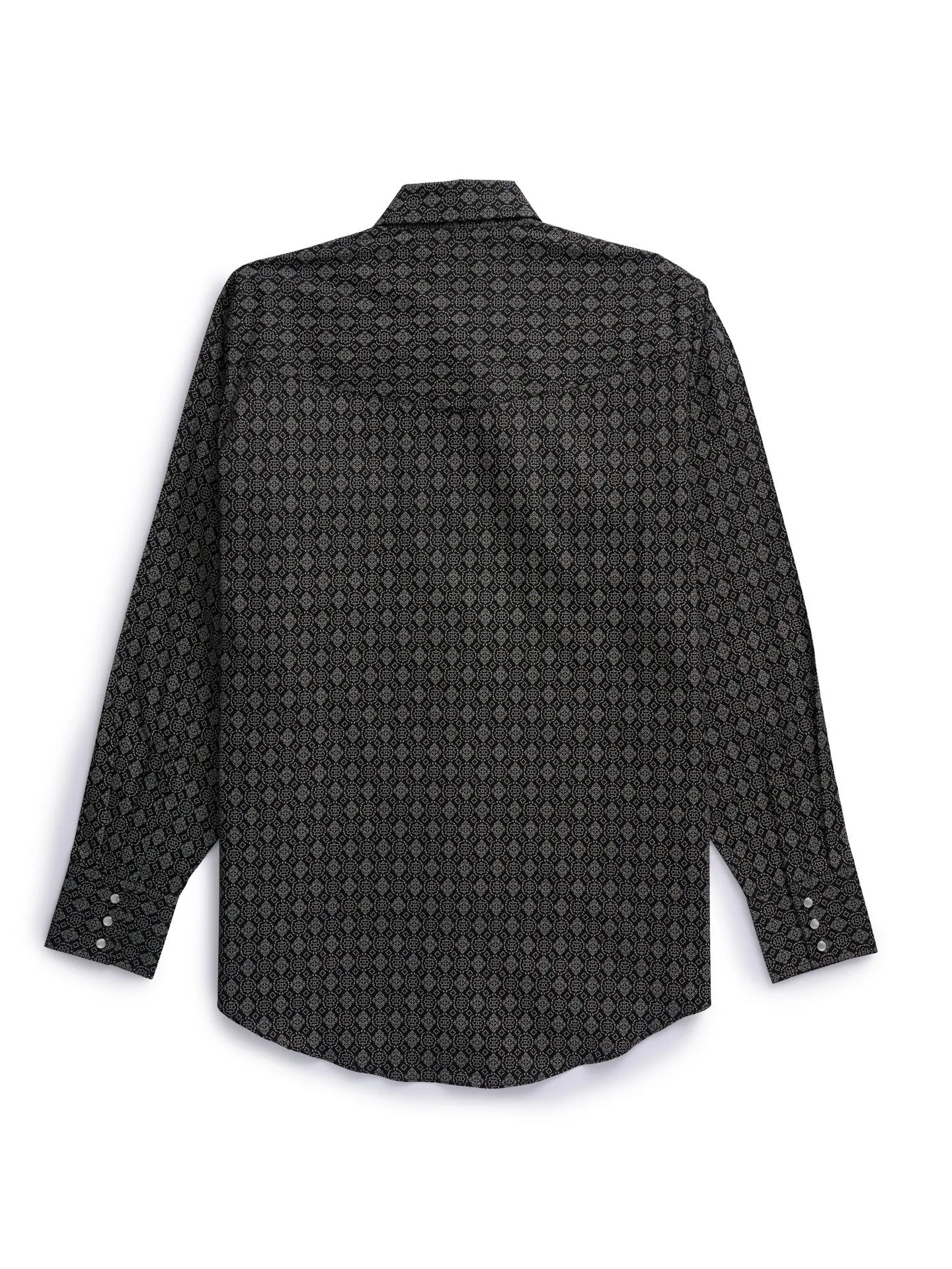 Men's Ely Cattleman Long Sleeve Medallion Print Western Snap Shirt - Ecru & Black