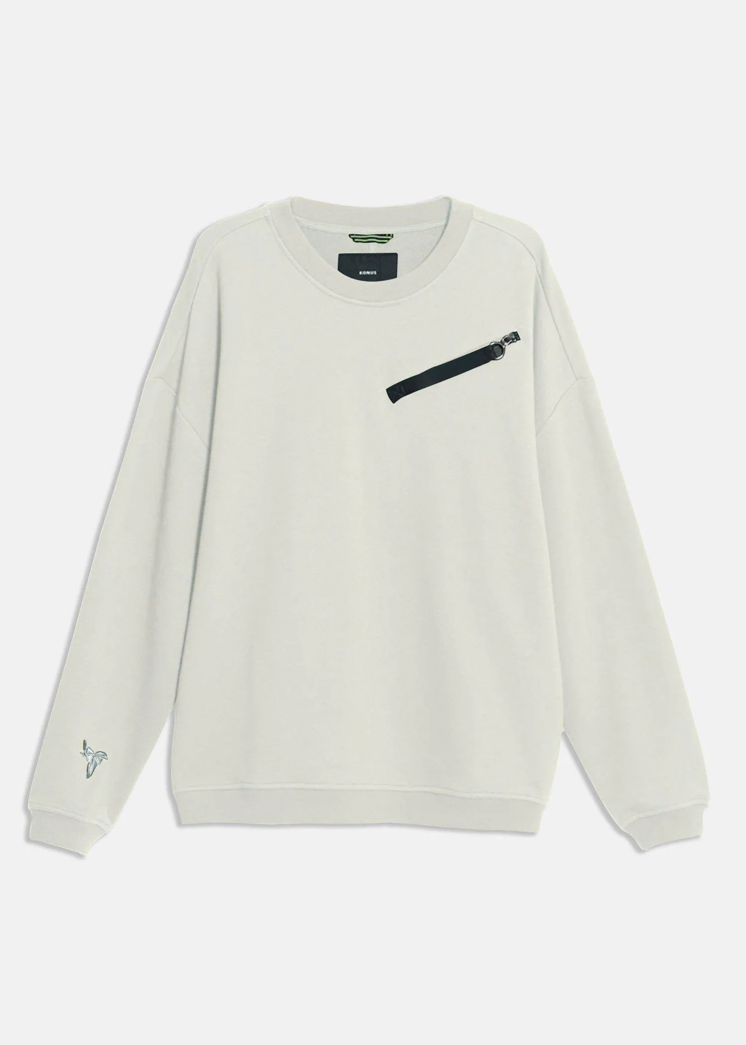 Men's  Zipper Chest Pocket Sweatshirt in  in Off White