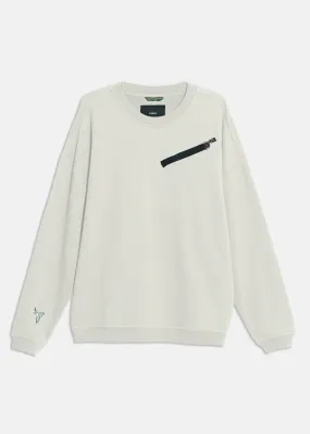 Men's  Zipper Chest Pocket Sweatshirt in  in Off White
