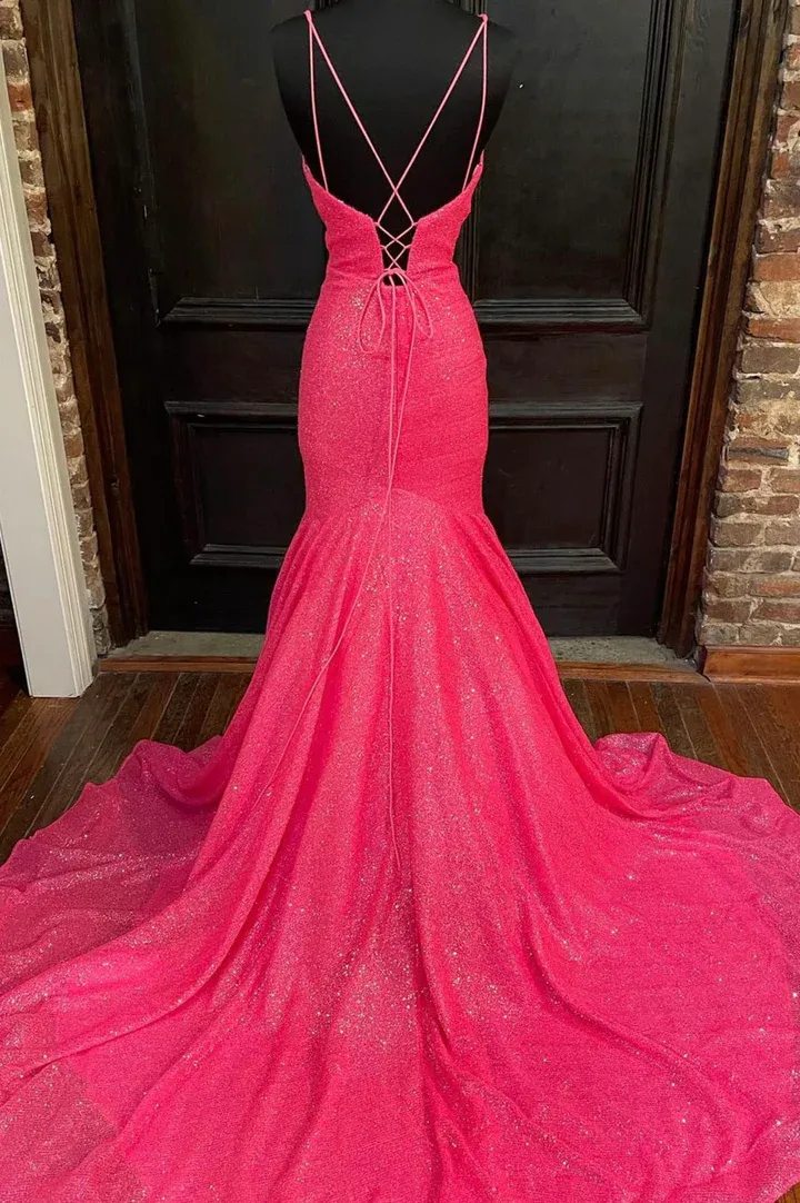 Mermaid sequins long prom dress evening dress SH402