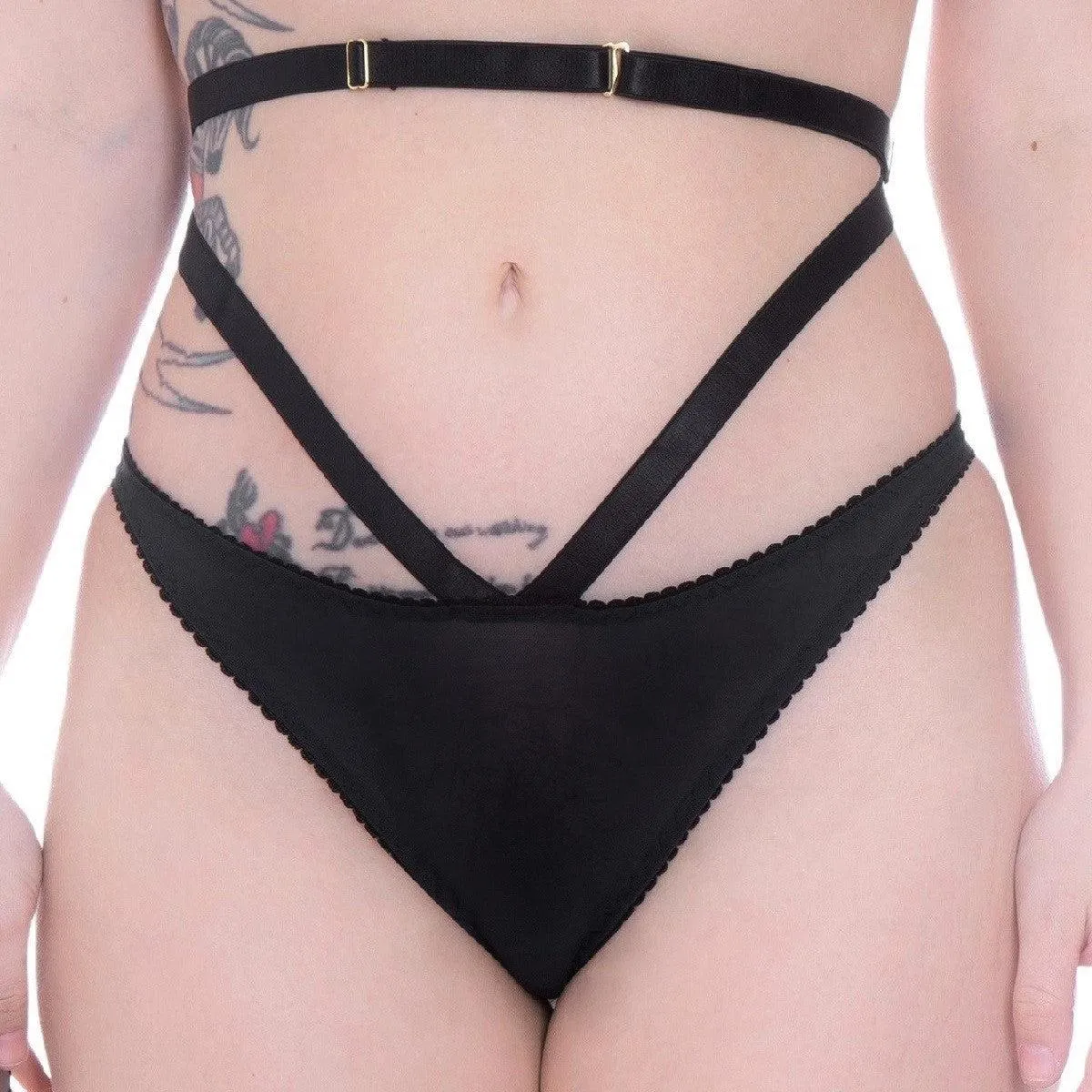 MIDNIGHT THONG mesh lingerie set