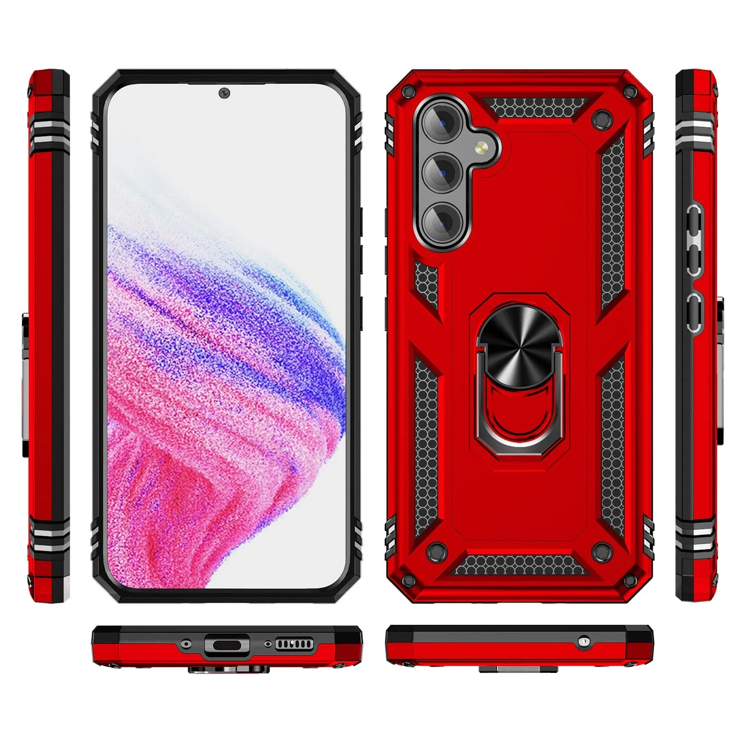 Military Kickstand Series with Belt Clip Case for Samsung Galaxy A54 5G - Red