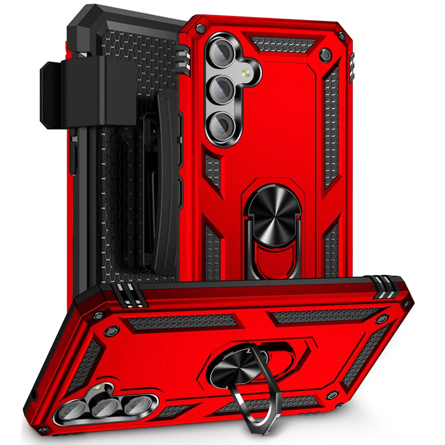 Military Kickstand Series with Belt Clip Case for Samsung Galaxy A54 5G - Red