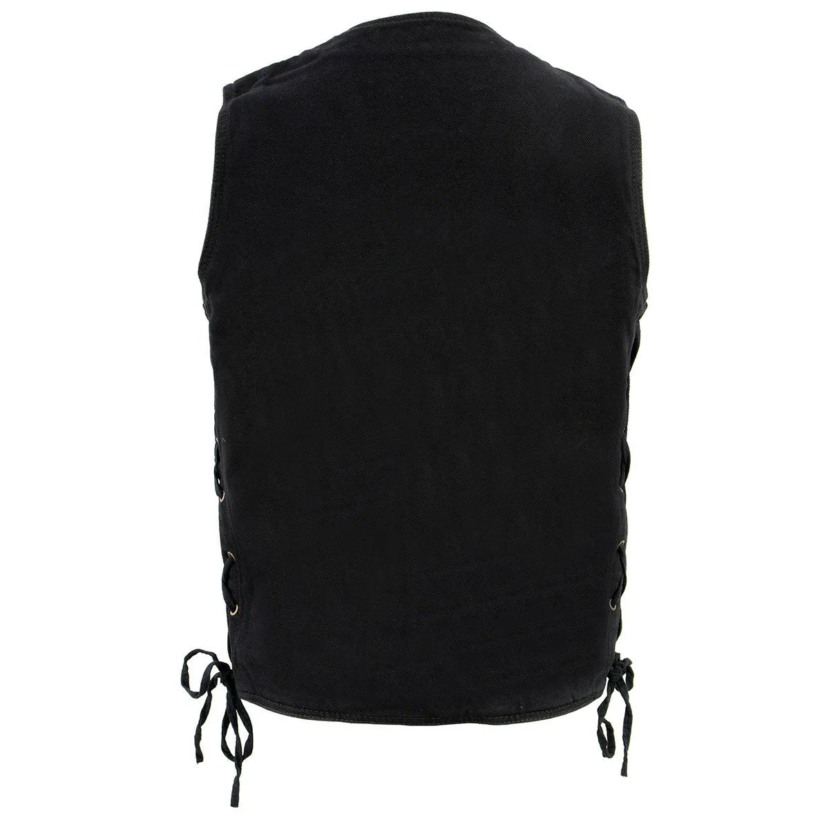 Milwaukee Leather DM1360 Men's Black Side Lace Denim Vest with Chest Pockets