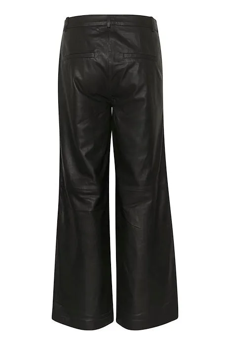 My Essential Wardrobe Gitta Wide Leather Pant in Black