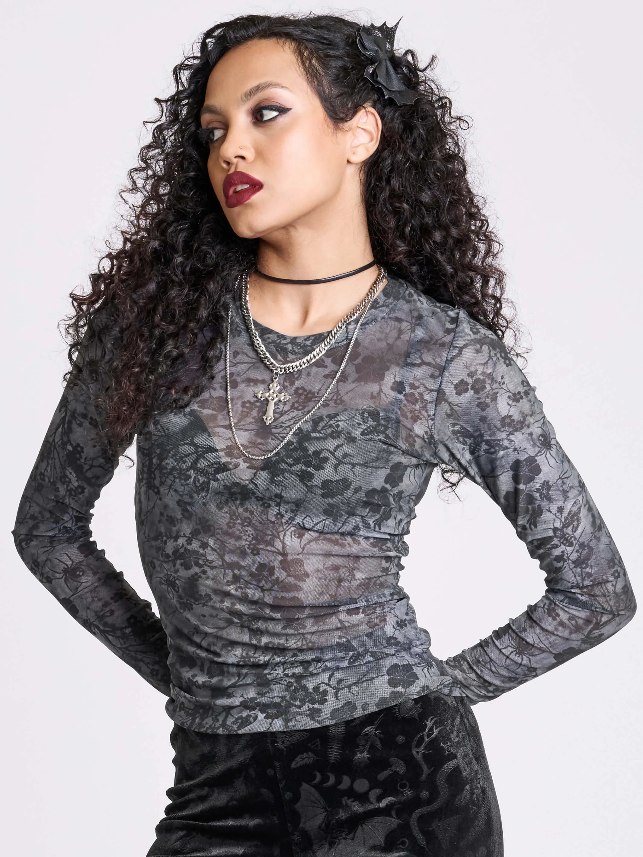 Night Blossom Mesh Top