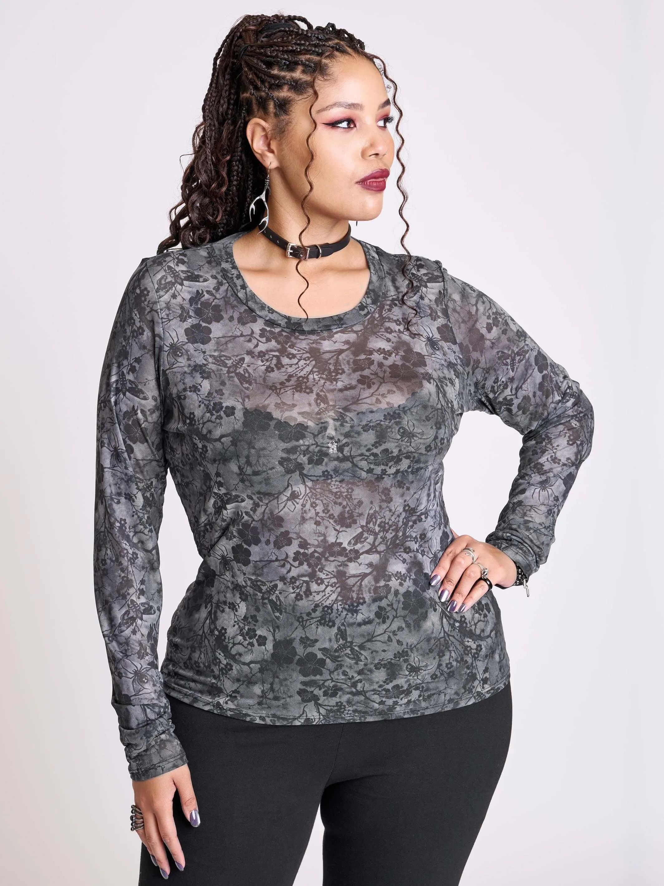 Night Blossom Mesh Top