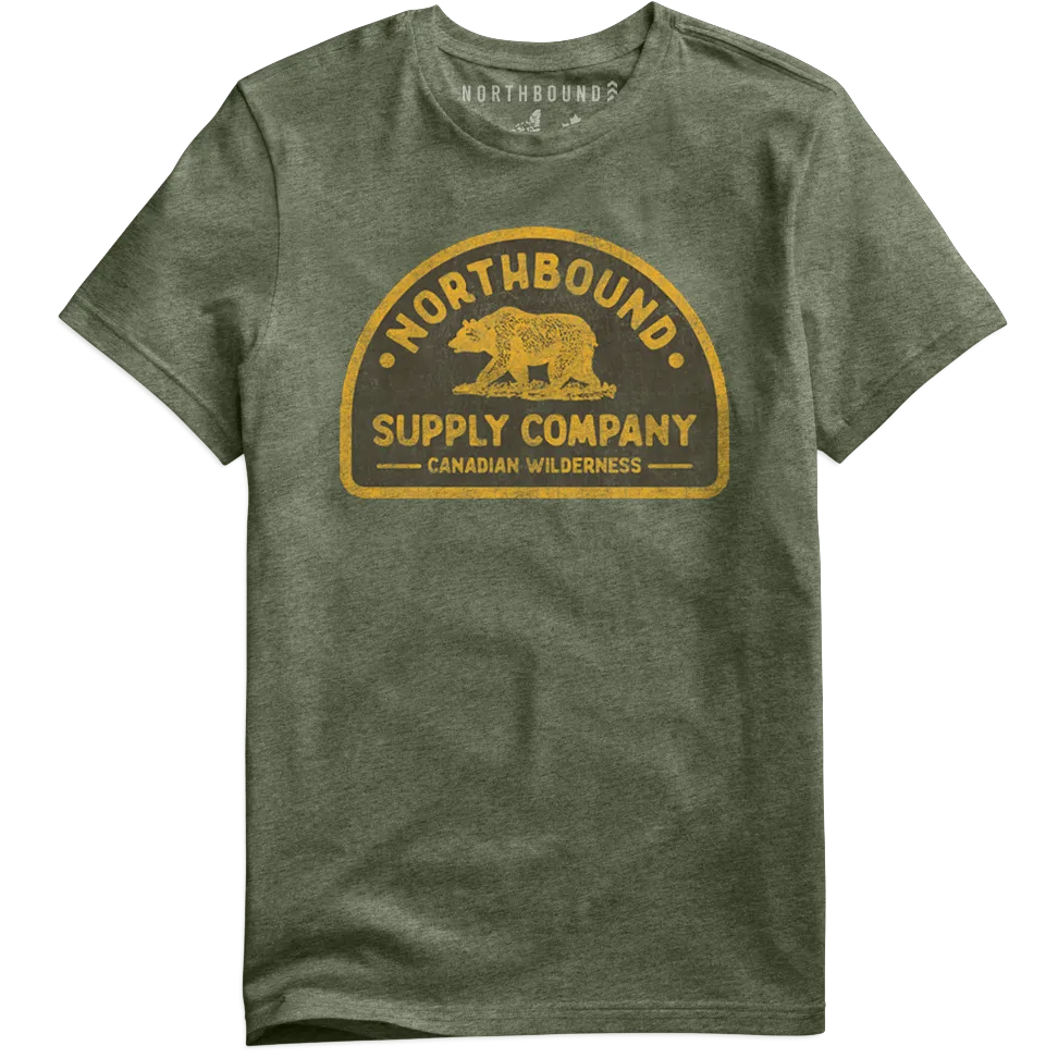 Northbound Supply Co. Mens Military Green Heather Canadian Wilderness Tshirt