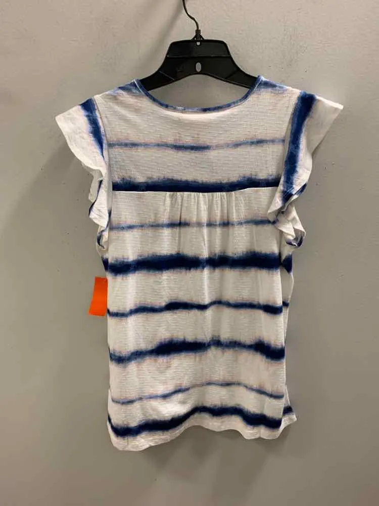 NWT STYLE & CO Tops Size S BLU/WHT TIE DYE/STRIPE CAP SLEEVE TOP