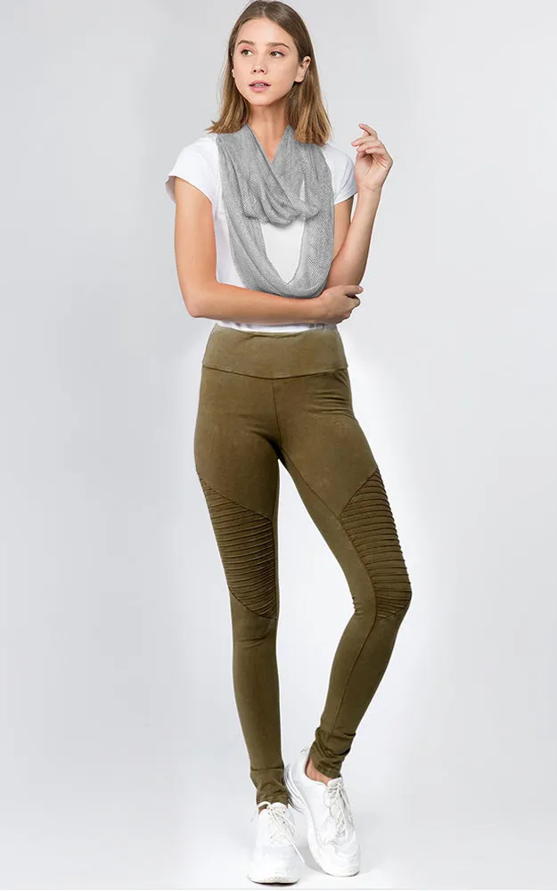 P6013 Moto Washed Skinny Pleated Stretch Leggings 6pcs Pack