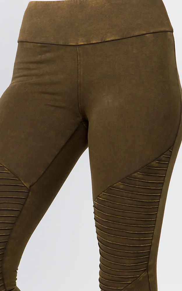 P6013 Moto Washed Skinny Pleated Stretch Leggings 6pcs Pack