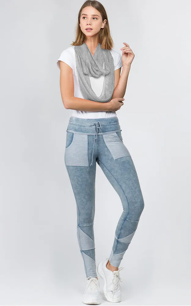 P6022 Drawstring Waist Washed Leggings w/Pockets 6pcS Pack