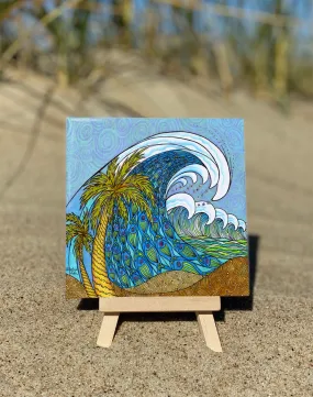 Palm Trees and Waves Ceramic Tile